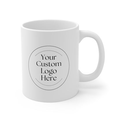 Custom Logo 11oz Ceramic Mug, Business/Company Logo Mug Gift