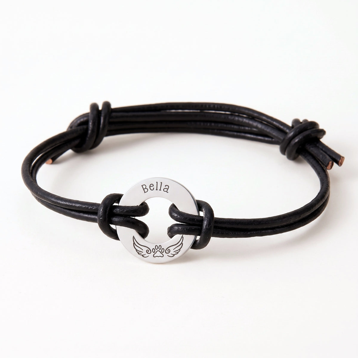 pet name paw print with angel wings rope bracelet