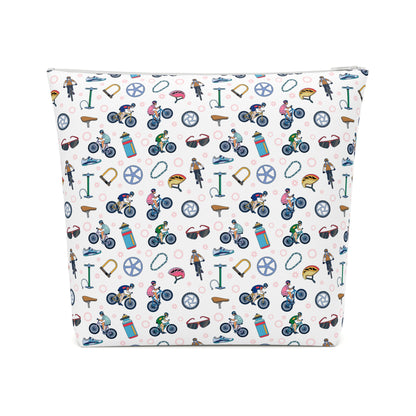 Mountain Biking Print Cotton Cosmetic Bag/Makeup Organizer & Travel Pouch