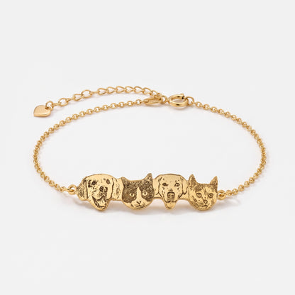pet portrait bracelet with custom names