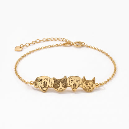 pet portrait bracelet with custom names