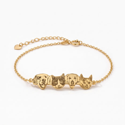 pet portrait bracelet with custom names