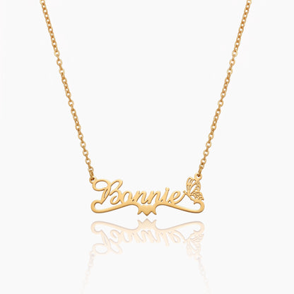 whimsy birth butterfly necklace with name
