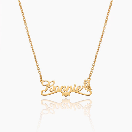 whimsy birth butterfly necklace with name