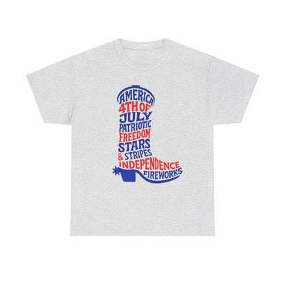 4th of July Cowboy Boot Words Graphic T-Shirt