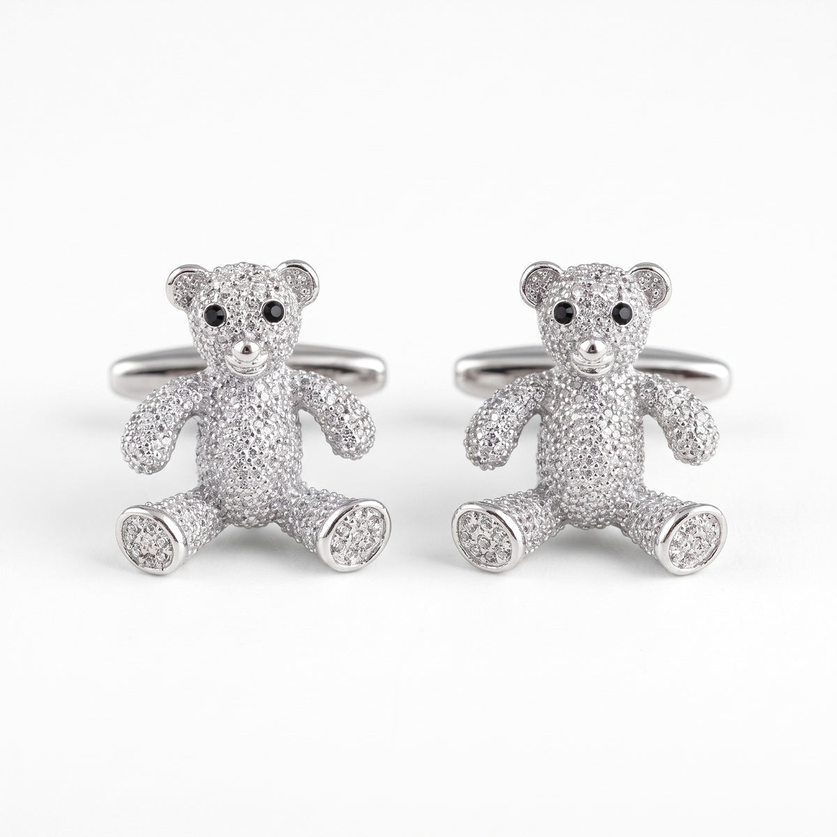 crystal teddy bear cufflinks