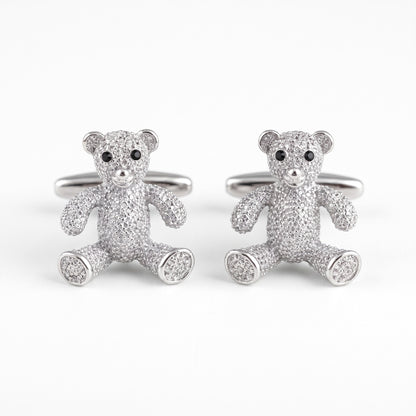 crystal teddy bear cufflinks