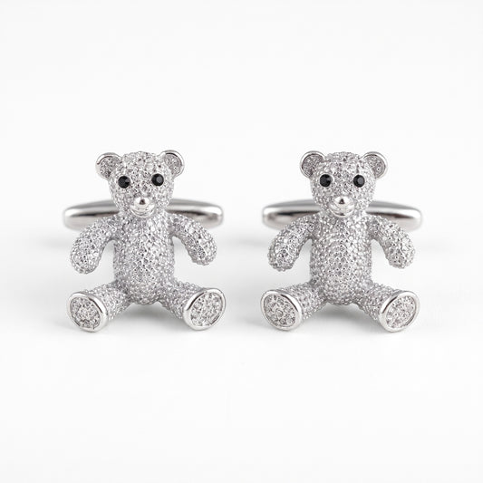 crystal teddy bear cufflinks