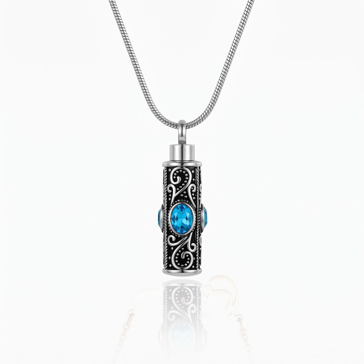 gemstone vintage cylinder urn necklace