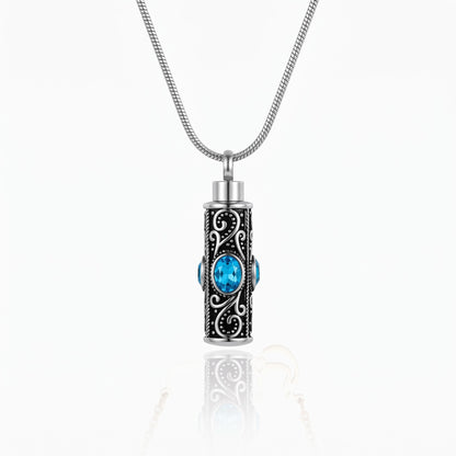 gemstone vintage cylinder urn necklace