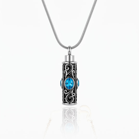 gemstone vintage cylinder urn necklace