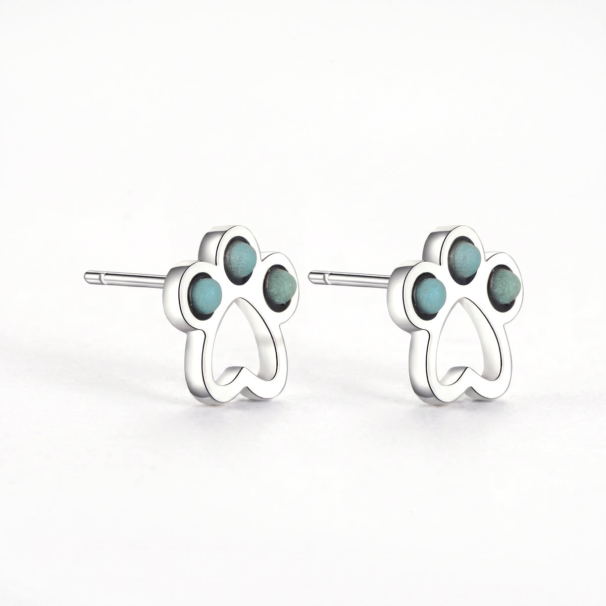 turquoise paw 925 sterling silver stud earrings