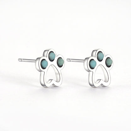 turquoise paw 925 sterling silver stud earrings