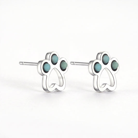 turquoise paw 925 sterling silver stud earrings
