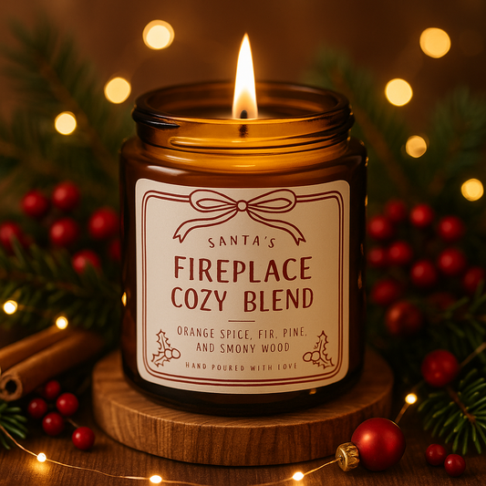 Santa's Fireplace Cozy Blend Scented Candle - 4oz and 9oz Scented Soy Candle