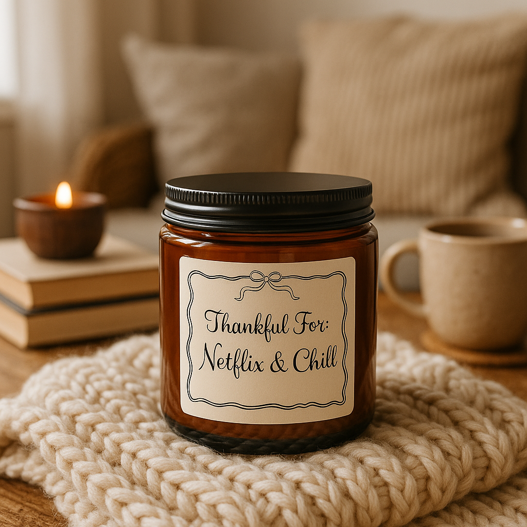 Thankful For [Custom Text] Scented Candle - 4oz and 9oz Scented Soy Candle