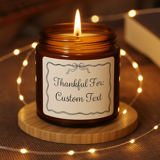 Thankful For [Custom Text] Scented Candle - 4oz and 9oz Scented Soy Candle