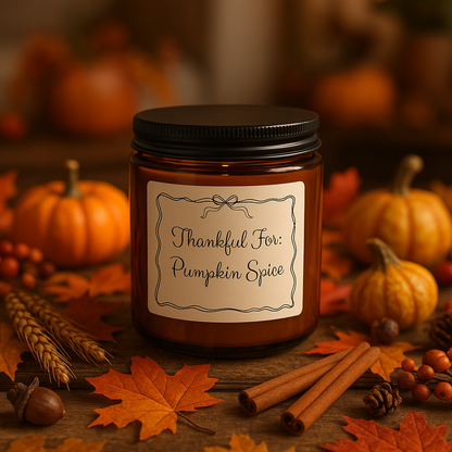 Thankful For [Custom Text] Scented Candle - 4oz and 9oz Scented Soy Candle