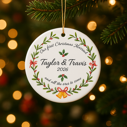 'Our First Christmas Married' Personalized Christmas Tree Ornaments