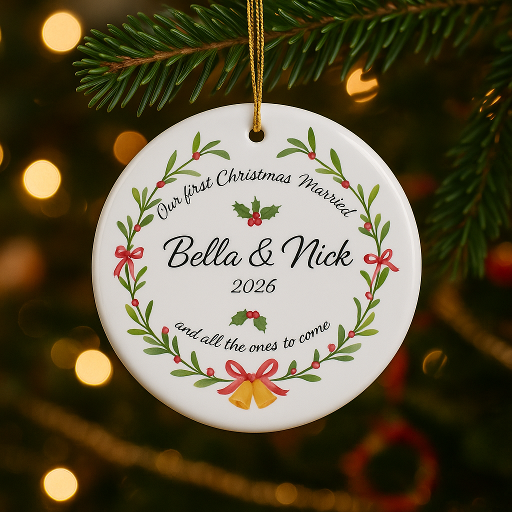 'Our First Christmas Married' Personalized Christmas Tree Ornaments