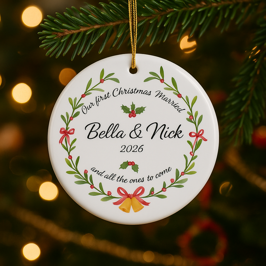 'Our First Christmas Married' Personalized Christmas Tree Ornaments