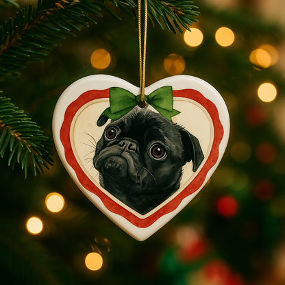 Pet Watercolor Christmas Personalized Heart Tree Ornament