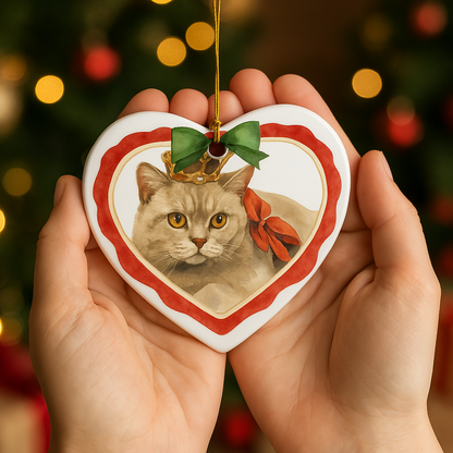 Pet Watercolor Christmas Personalized Heart Tree Ornament