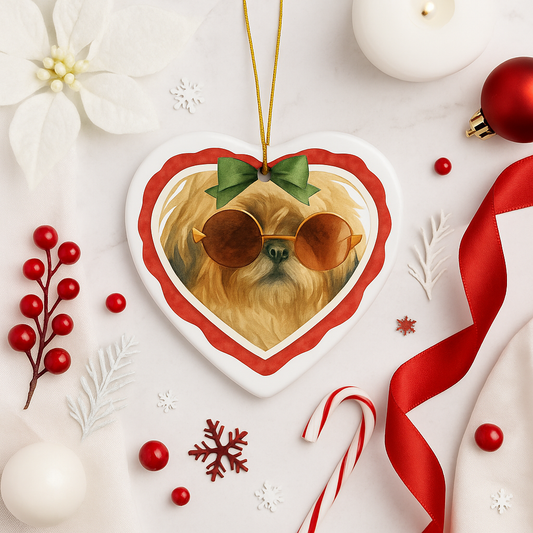 Pet Watercolor Christmas Personalized Heart Tree Ornament