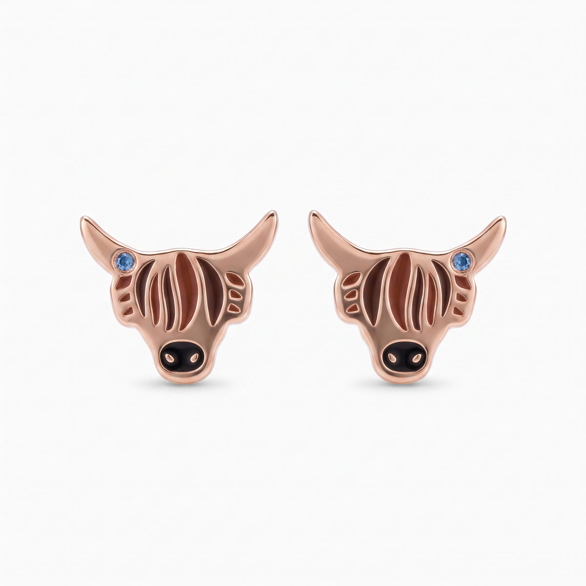 birthstone enamel highland cow stud earrings