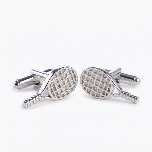 silver tennis racket cufflinks