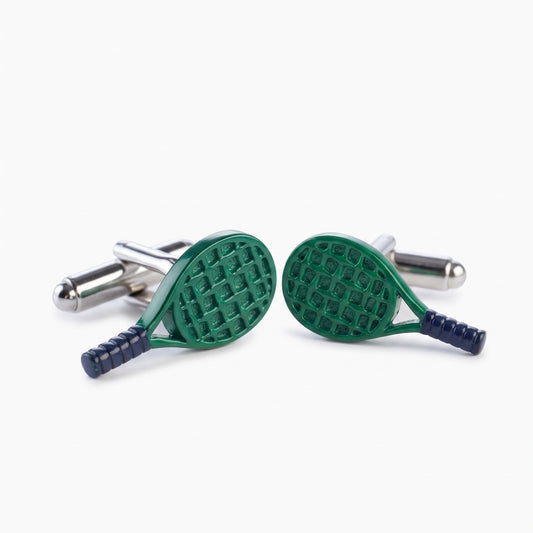 green tennis racket cufflinks