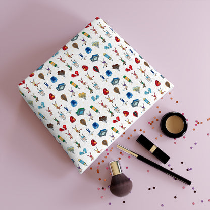 Boxing Print Cotton Cosmetic Bag/Makeup Organizer & Travel Pouch