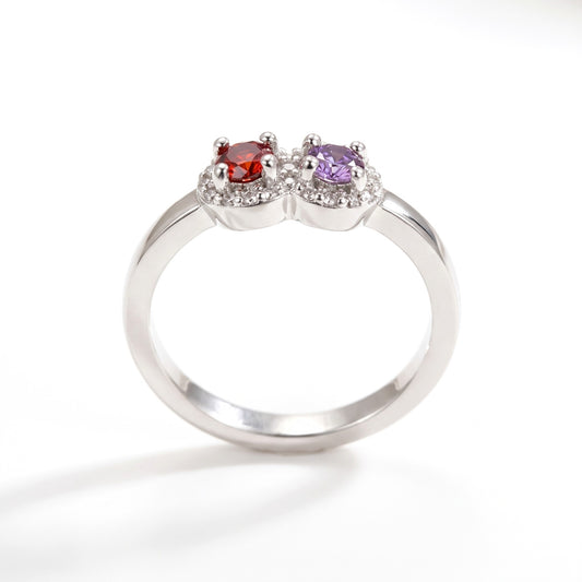 custom family birthstone ring with zircons