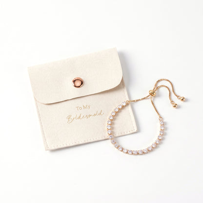 custom jewelry pouch with name and adjustable diamond bracelet set