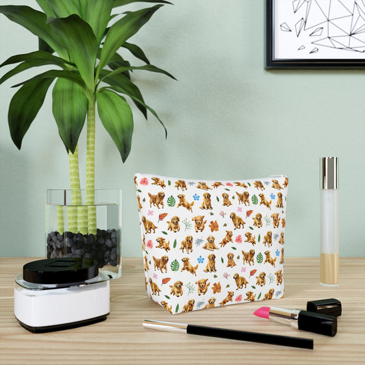 Golden Retriever Print Cotton Cosmetic Bag/Make up Organizer & Travel Pouch