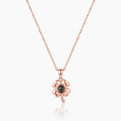four leaf clover photo projection necklace