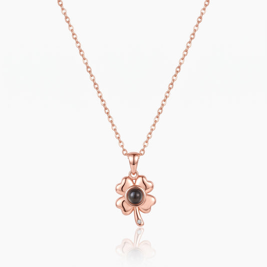 four leaf clover photo projection necklace