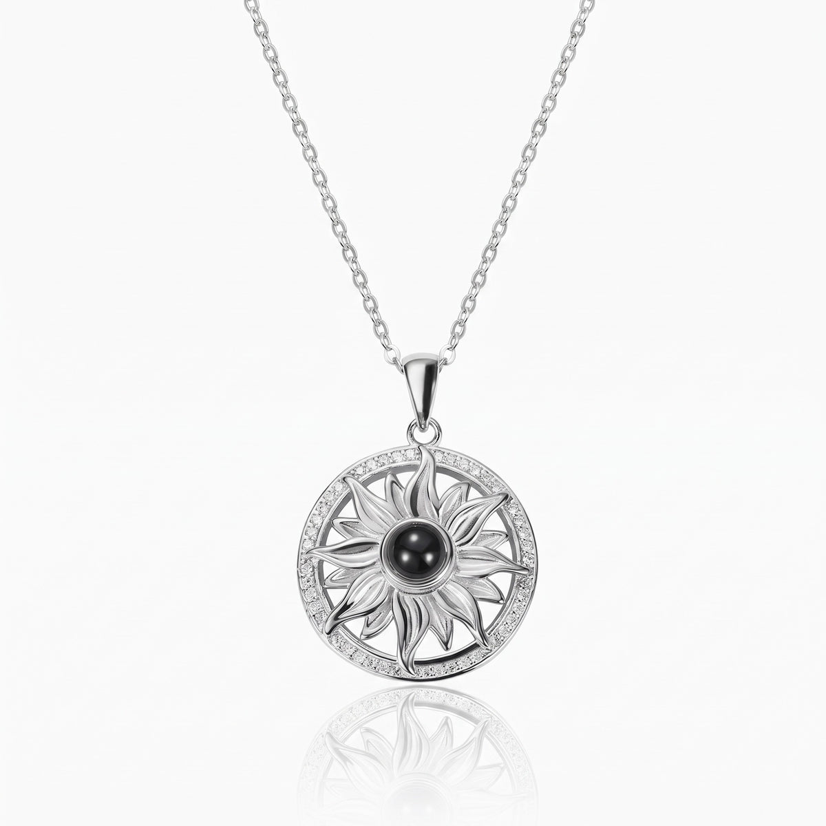 custom sunflower projection necklace