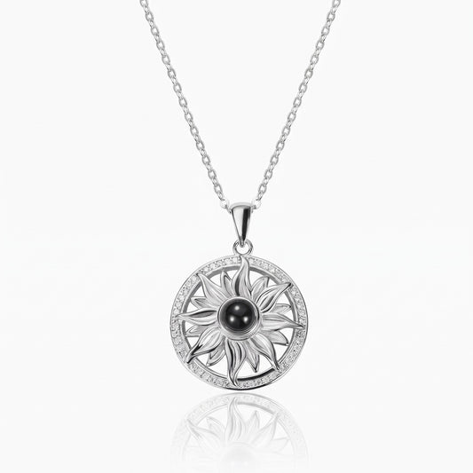custom sunflower projection necklace