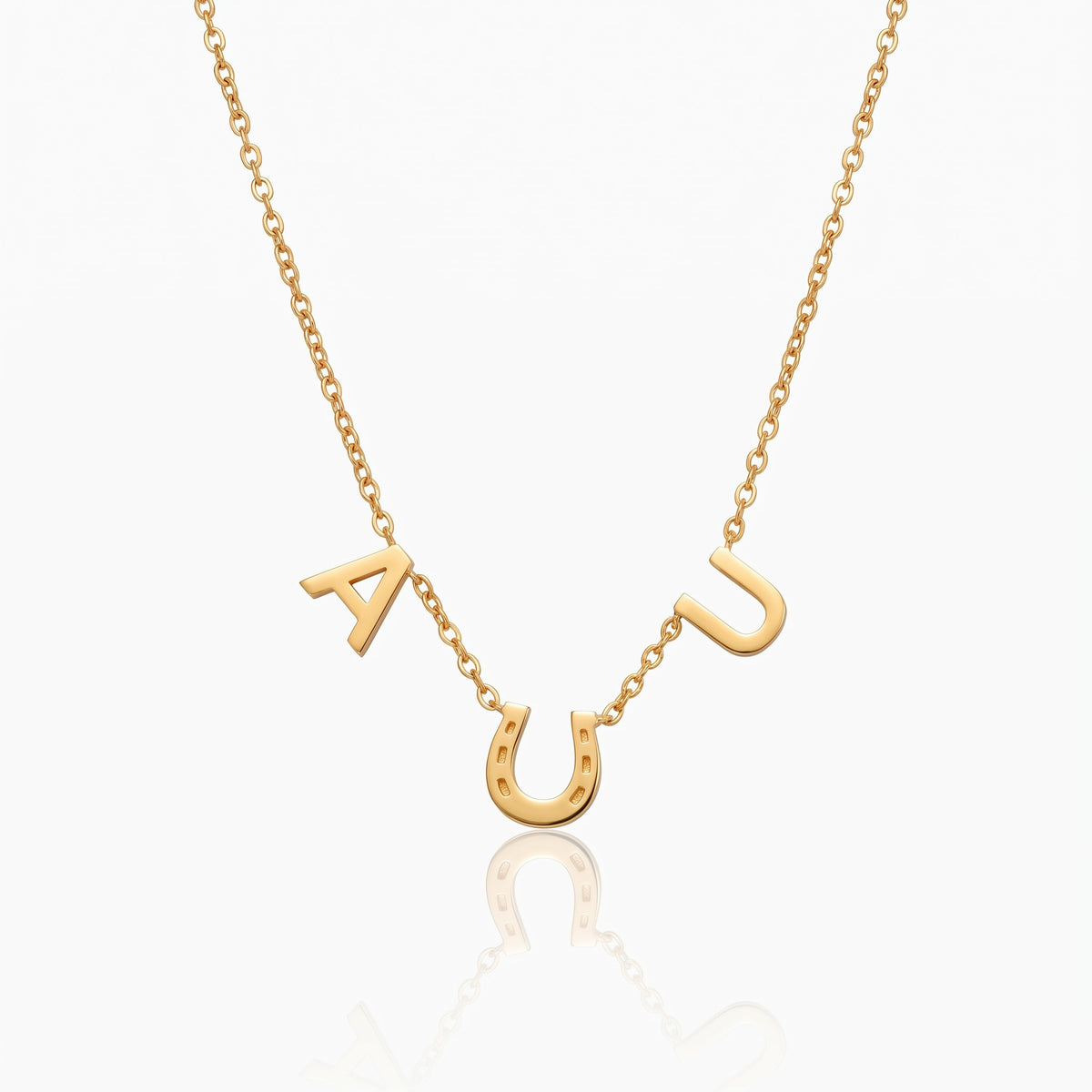 personalized horseshoe necklace with two initials