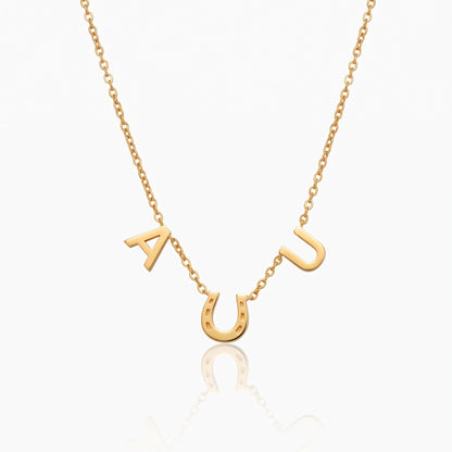 personalized horseshoe necklace with two initials