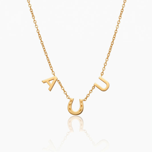 personalized horseshoe necklace with two initials