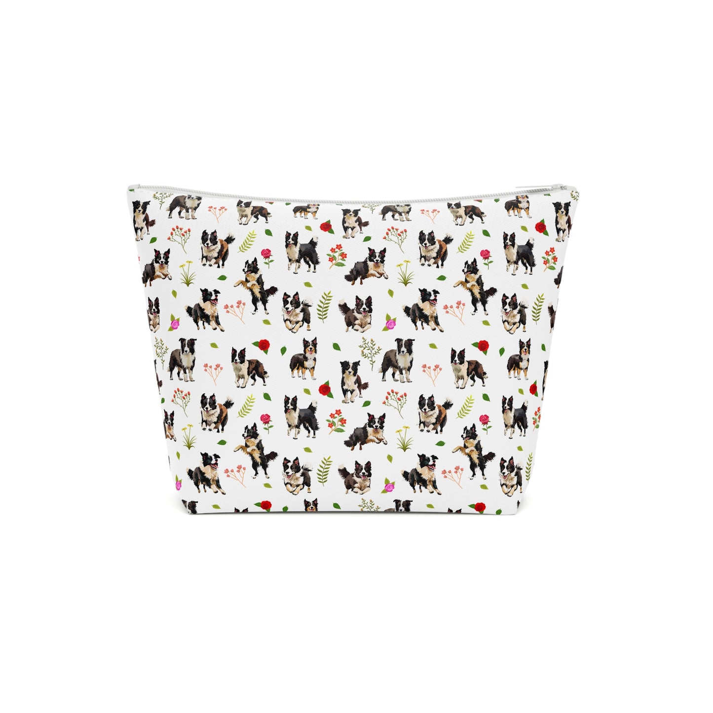 Border Collie Print Cotton Cosmetic Bag/Makeup Travel Pouch