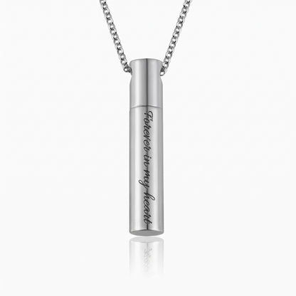 custom engraved cylinder urn necklace for ashes