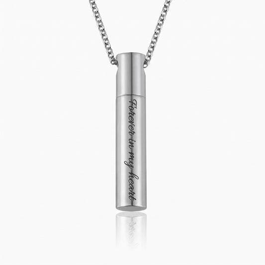 custom engraved cylinder urn necklace for ashes
