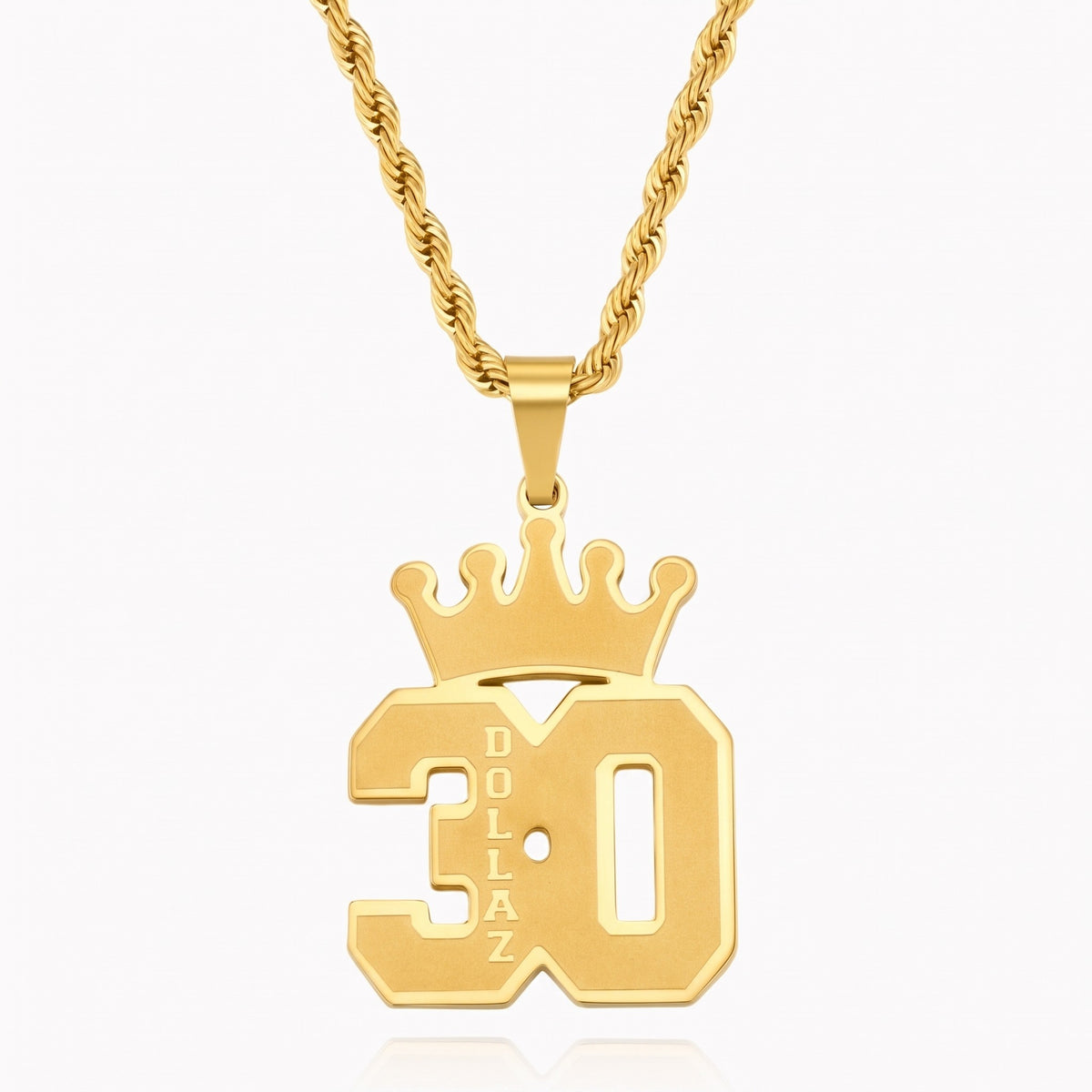 personalized name and number crown necklace