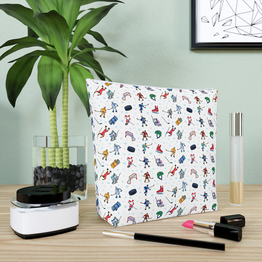 Ice Hockey Print Cotton Cosmetic Bag/Makeup Organizer/Travel Pouch