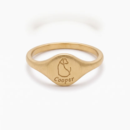 animal silhouette signet ring with name