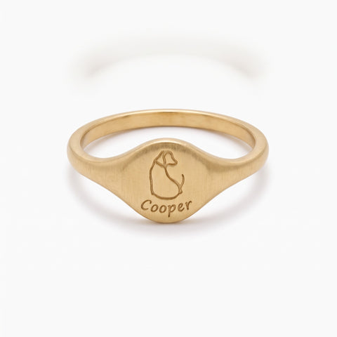 Animal Silhouette Signet Ring with Name