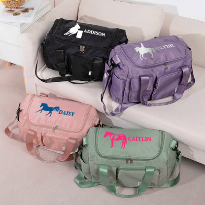 Custom Horse Riding Travel Duffle Bag with Name